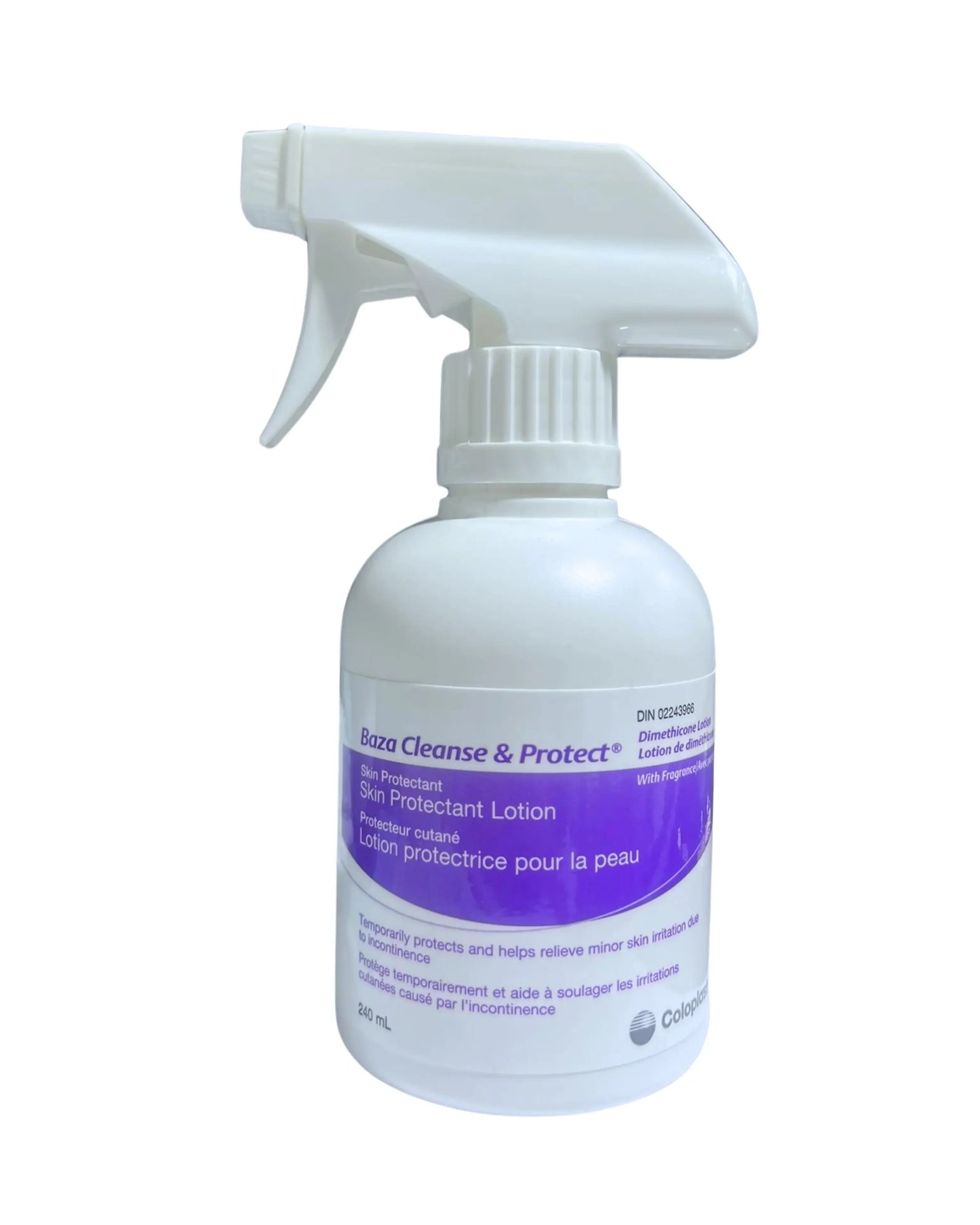 Baza Cleanse & Protect skin protectant lotion spray bottle, 240 mL, for skin irritation relief