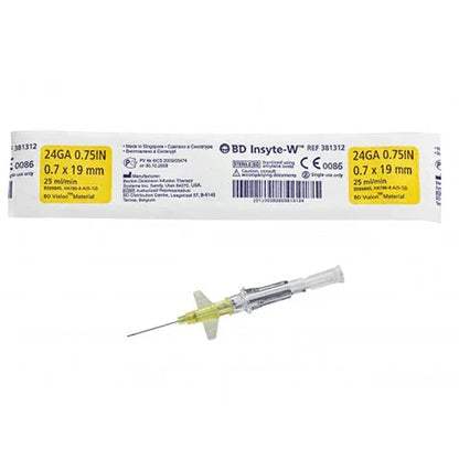 BD Insyte-W 24GA 0.7 x 19 mm IV catheter with sterile packaging for medical use
