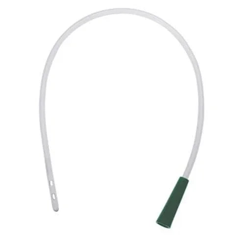 Sterile medical suction catheter with green connector, flexible clear tube