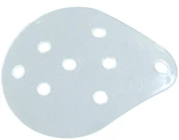 Clear plastic heel protector with ventilation holes for foot care support