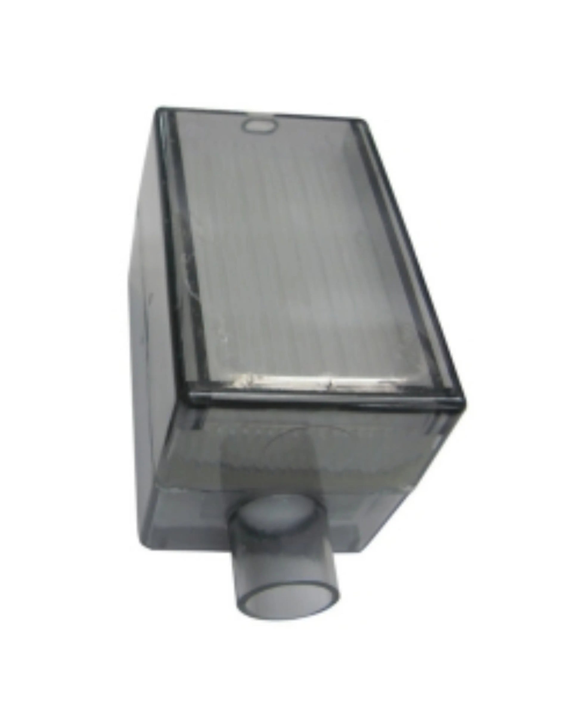 Clear rectangular medical device filter with plastic nozzle attachment