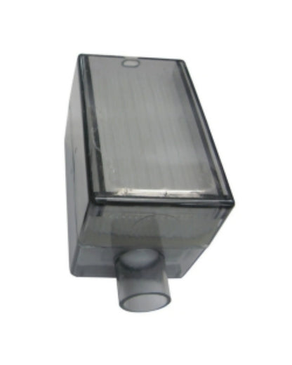 Clear rectangular medical device filter with plastic nozzle attachment