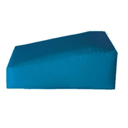 Blue wedge pillow for home care, support, and medical positioning needs