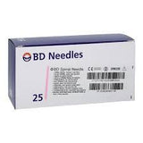 Box of BD sterile medical needles, size 25, for home care and medical use