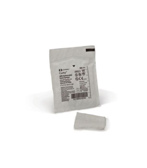 Antibacterial Gauze Sponge Curity™ AMD™ PHMB 4 X 4 Inch 12-Ply Square Sterile 2 per Pack