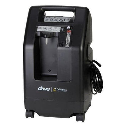 Black portable oxygen concentrator with control panel and power cord for home medical use