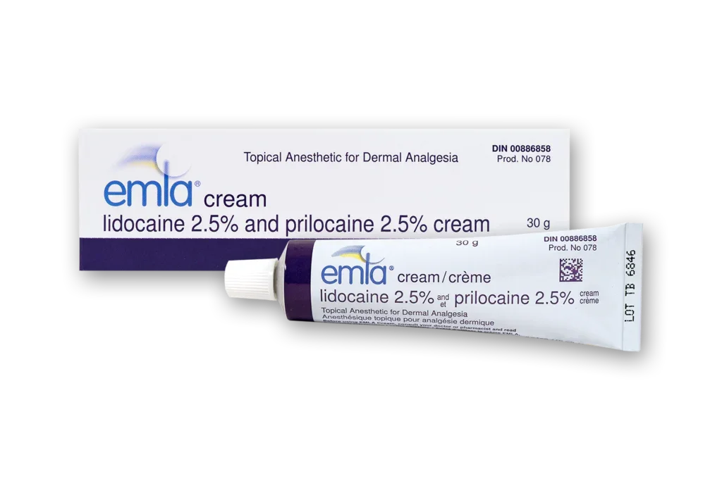 Emla cream 30g tube and box, lidocaine and prilocaine topical anesthetic for skin analgesia