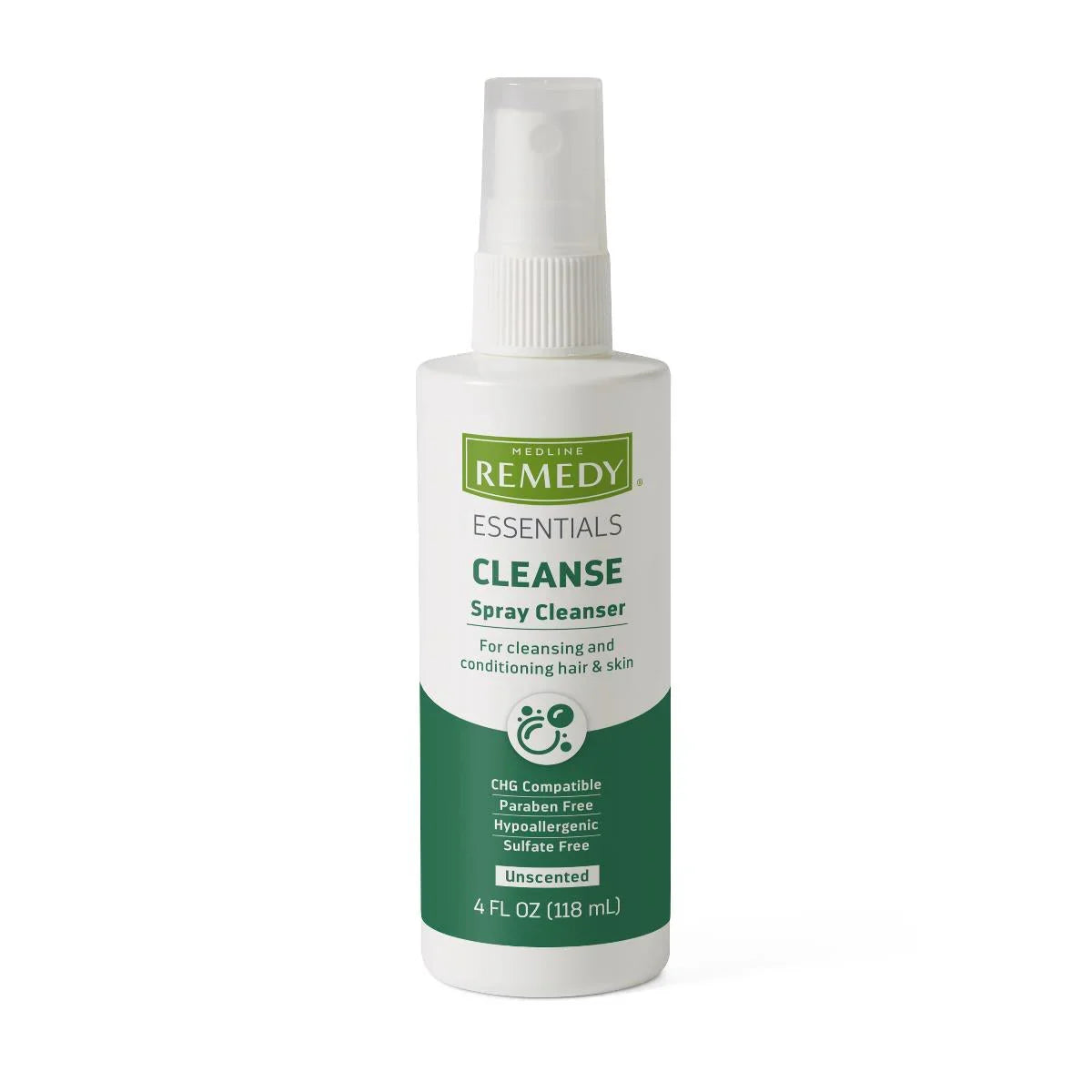 Medline Remedy Essentials Cleanse spray cleanser bottle for hair and skin care, 4 fl oz
