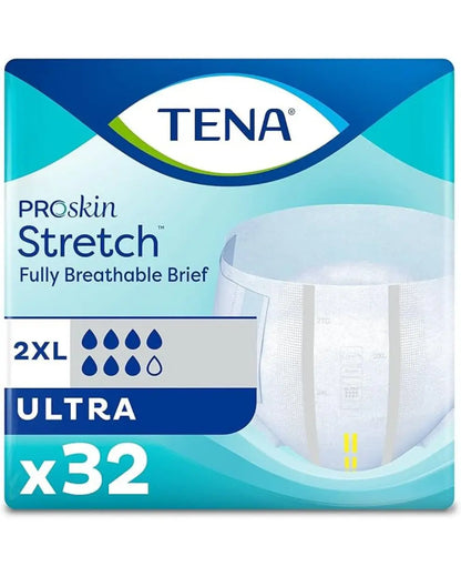 TENA ProSkin Stretch 2XL ultra absorbent fully breathable adult briefs, 32 pack