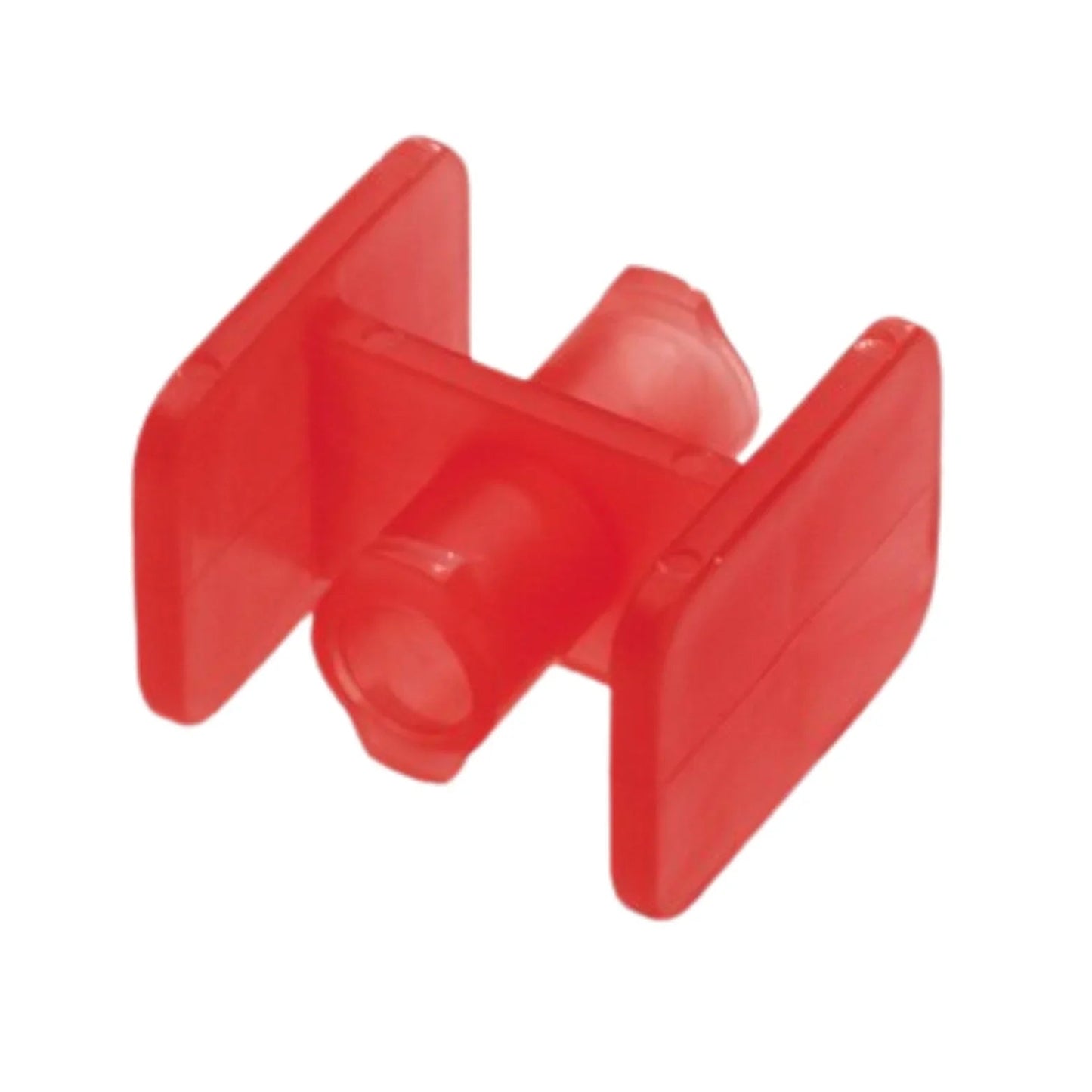 Red plastic IV tubing clamp, medical supply for fluid control