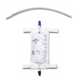 Medical leg drainage bag with graduated markings and attached clear tubing