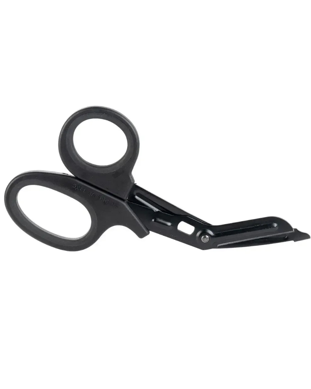 Black medical bandage scissors with safety tip for first aid and emergency use