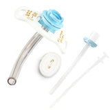 Disposable tracheostomy tube set with inner cannula, obturator, and neck strap
