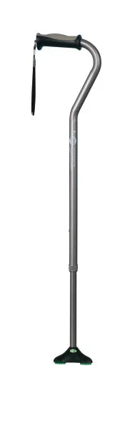 Adjustable ergonomic walking cane with wrist strap and non-slip rubber base