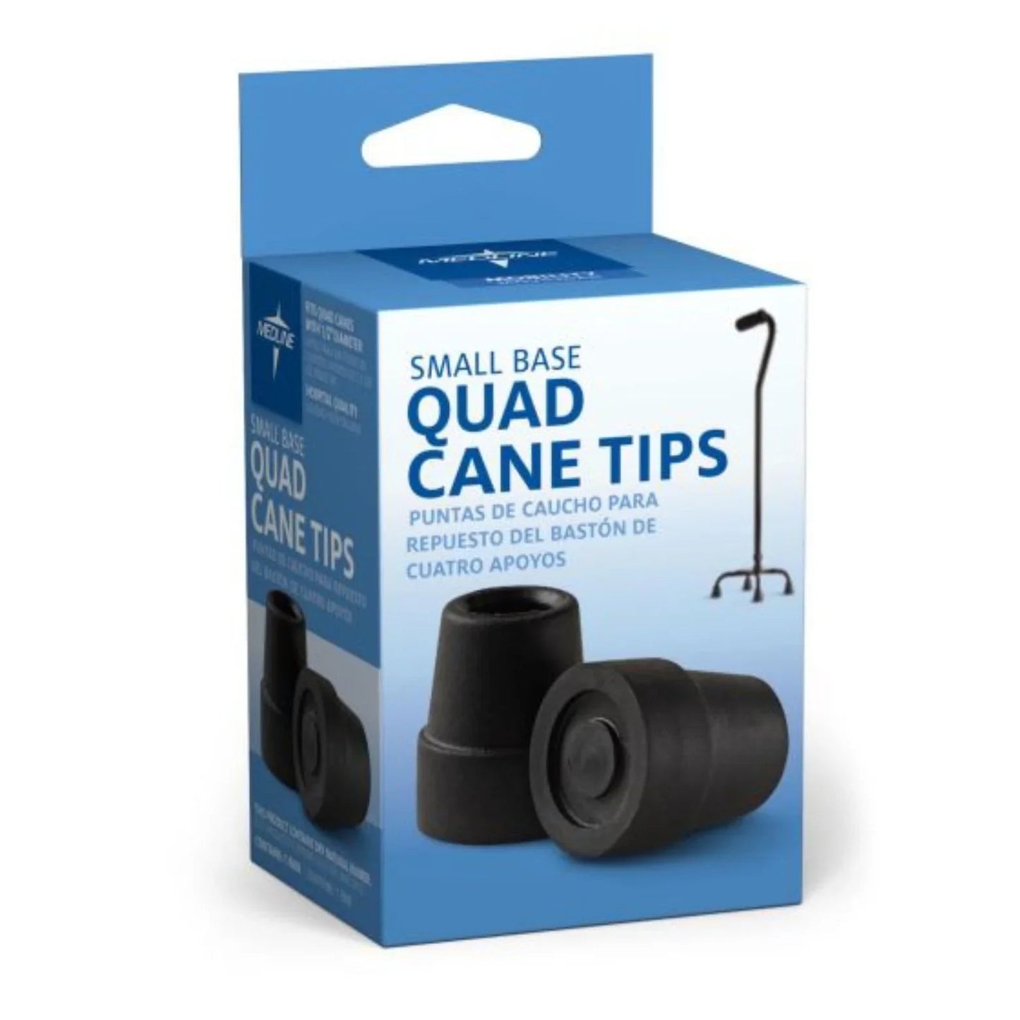Small base quad cane tips replacement rubber feet in retail box for canes