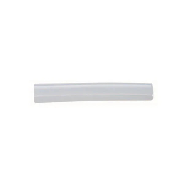 Clear plastic medical suction catheter cover on white background