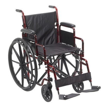 Lightweight manual wheelchair with black seat, armrests, and footrests for mobility assistance