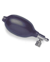 Black rubber inflation bulb for medical sphygmomanometer on white background