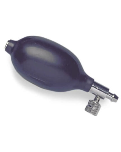 Black rubber inflation bulb for medical sphygmomanometer on white background