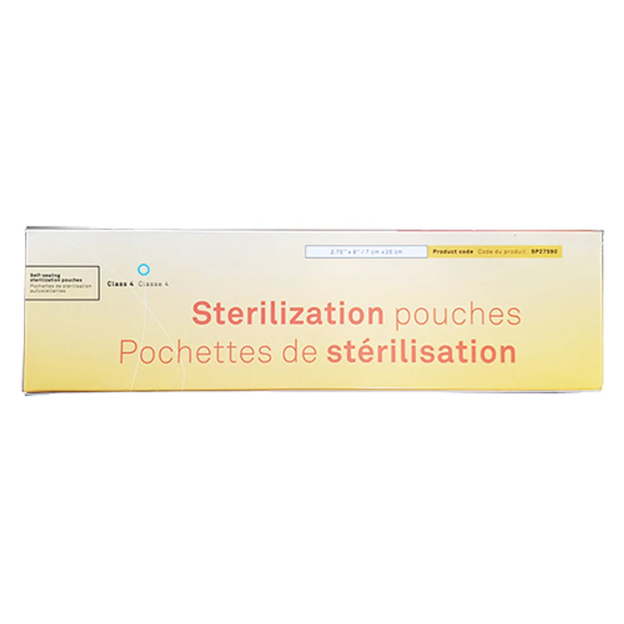 Box of self-sealing sterilization pouches for medical and home care use