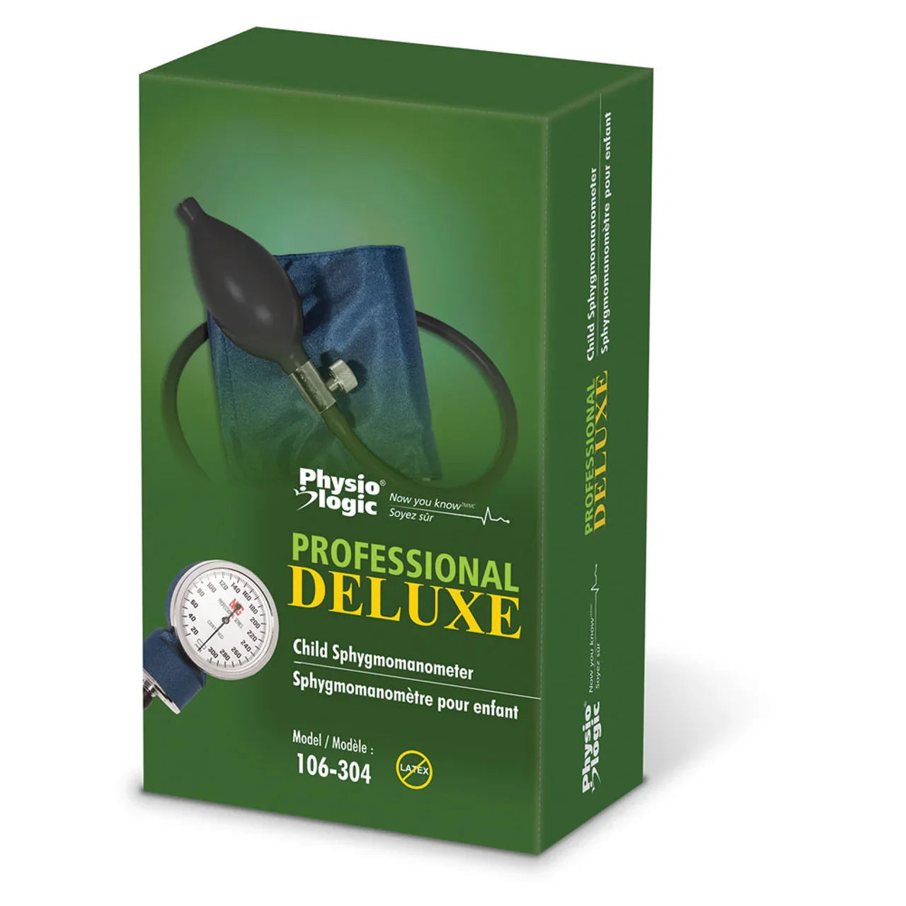 Physio Logic Professional Deluxe child sphygmomanometer box, green packaging, medical supply