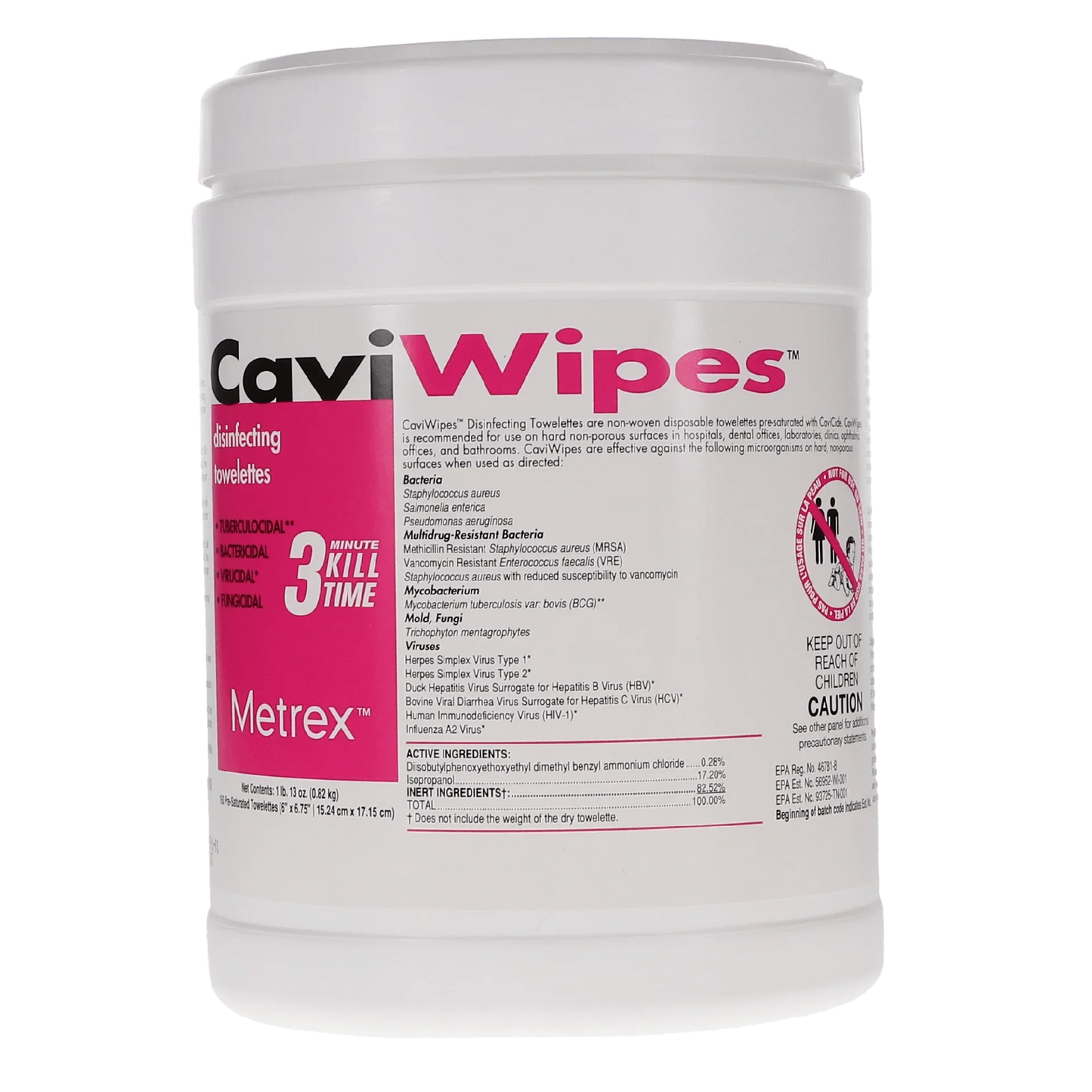 CaviWipes disinfecting wipes container for surface cleaning and infection control