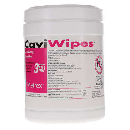 CaviWipes Surface Disinfectant | 3 Minute | 6" x 6.75" | 160/tub | 11-1100