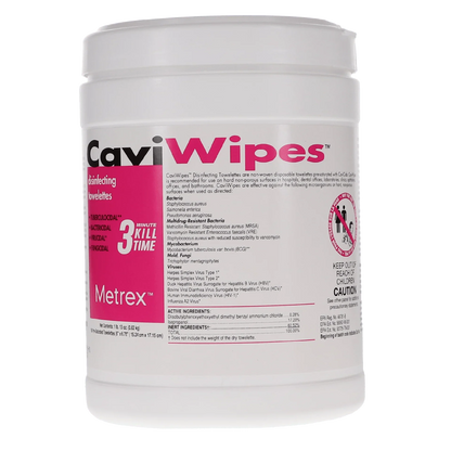 CaviWipes disinfecting towelettes container for medical and home care surface cleaning