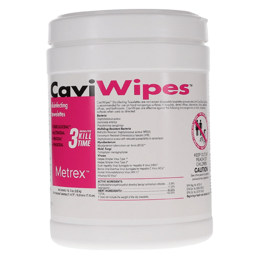 CaviWipes disinfecting towelettes container for medical and home care surface cleaning
