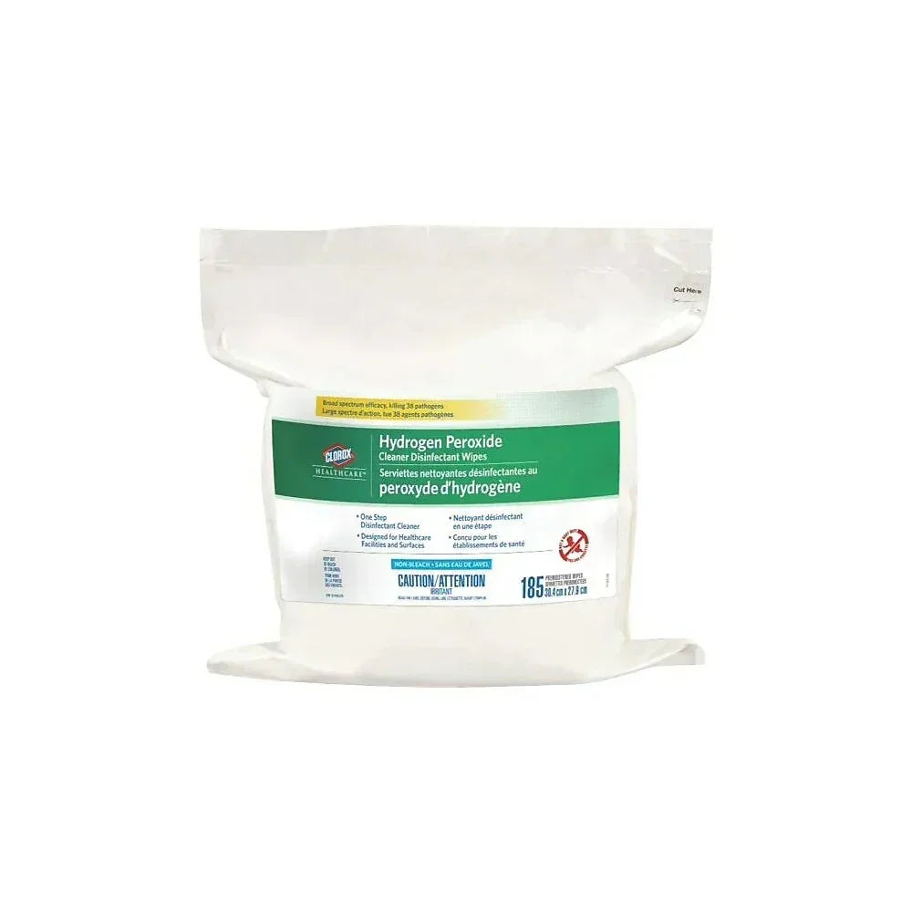 Clorox Healthcare hydrogen peroxide disinfectant wipes pouch, 185 count, for surface cleaning