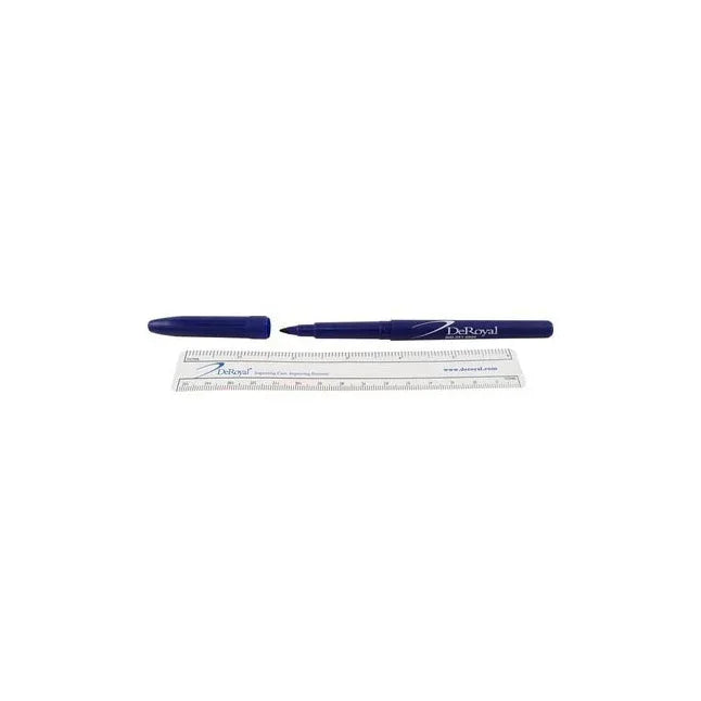 Surgical skin marker pen with cap and clear plastic ruler for medical use