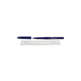 Blue surgical skin marker pen with cap and transparent medical ruler on white background