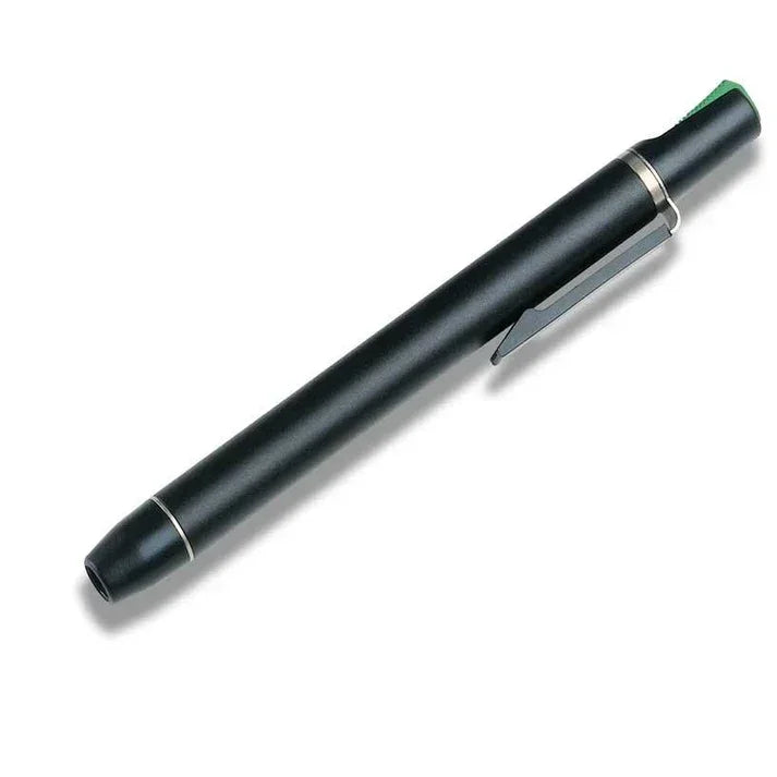 black medical penlight with pocket clip, diagnostic tool for home care or clinical use