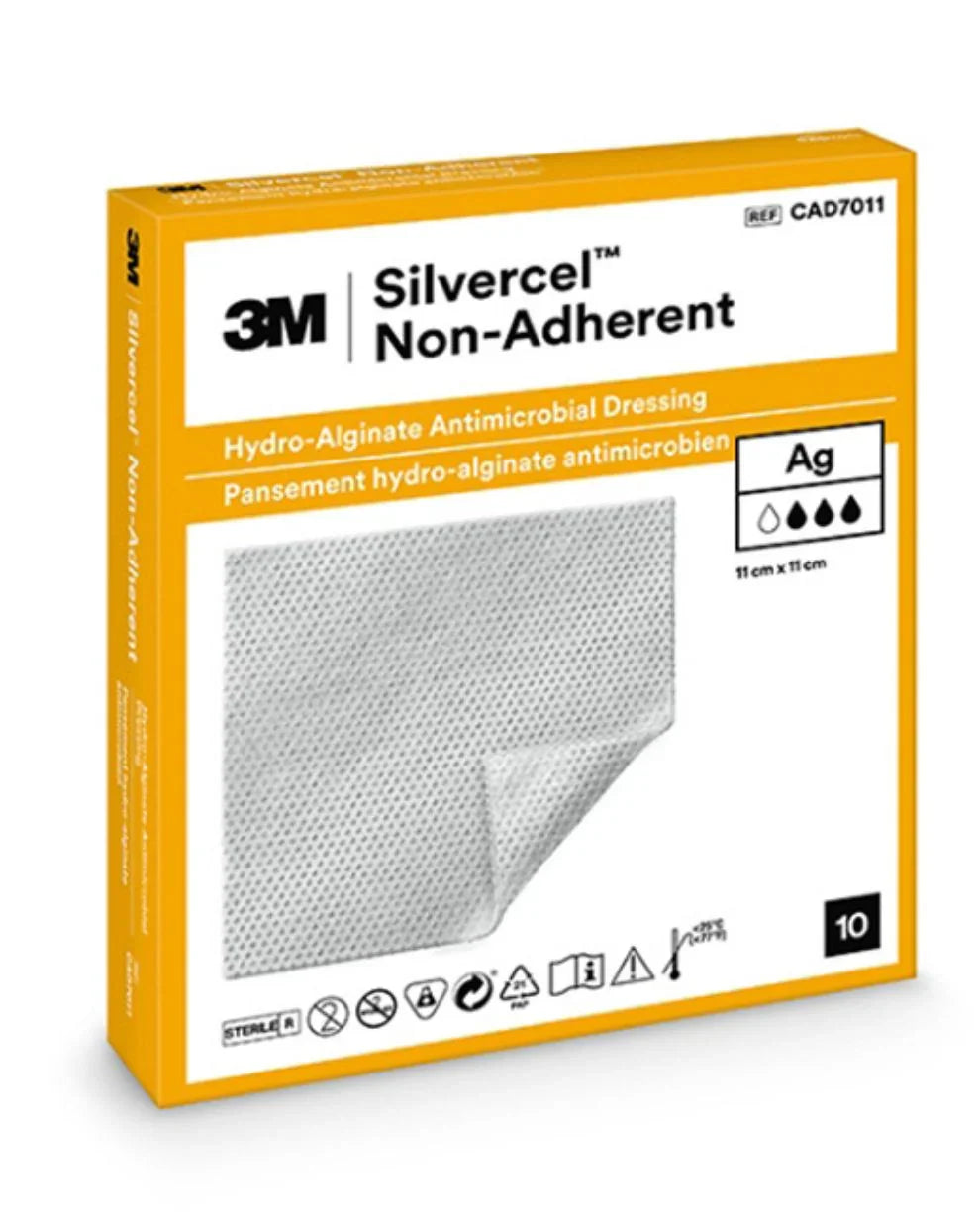 3M Silvercel Non-Adherent Hydro-Alginate Antimicrobial Dressing box, 11x11cm, wound care product