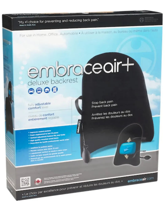 EmbraceAir Plus deluxe backrest adjustable lumbar support for home, office, car