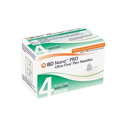 BD Nano PRO Ultra-Fine 4mm x 32G pen needles box for medical use