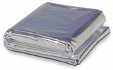 Folded emergency thermal blanket, silver reflective, for first aid and survival use