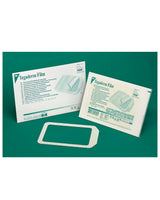 3M Tegaderm Film transparent wound dressing bandage boxes with film sheet on green background