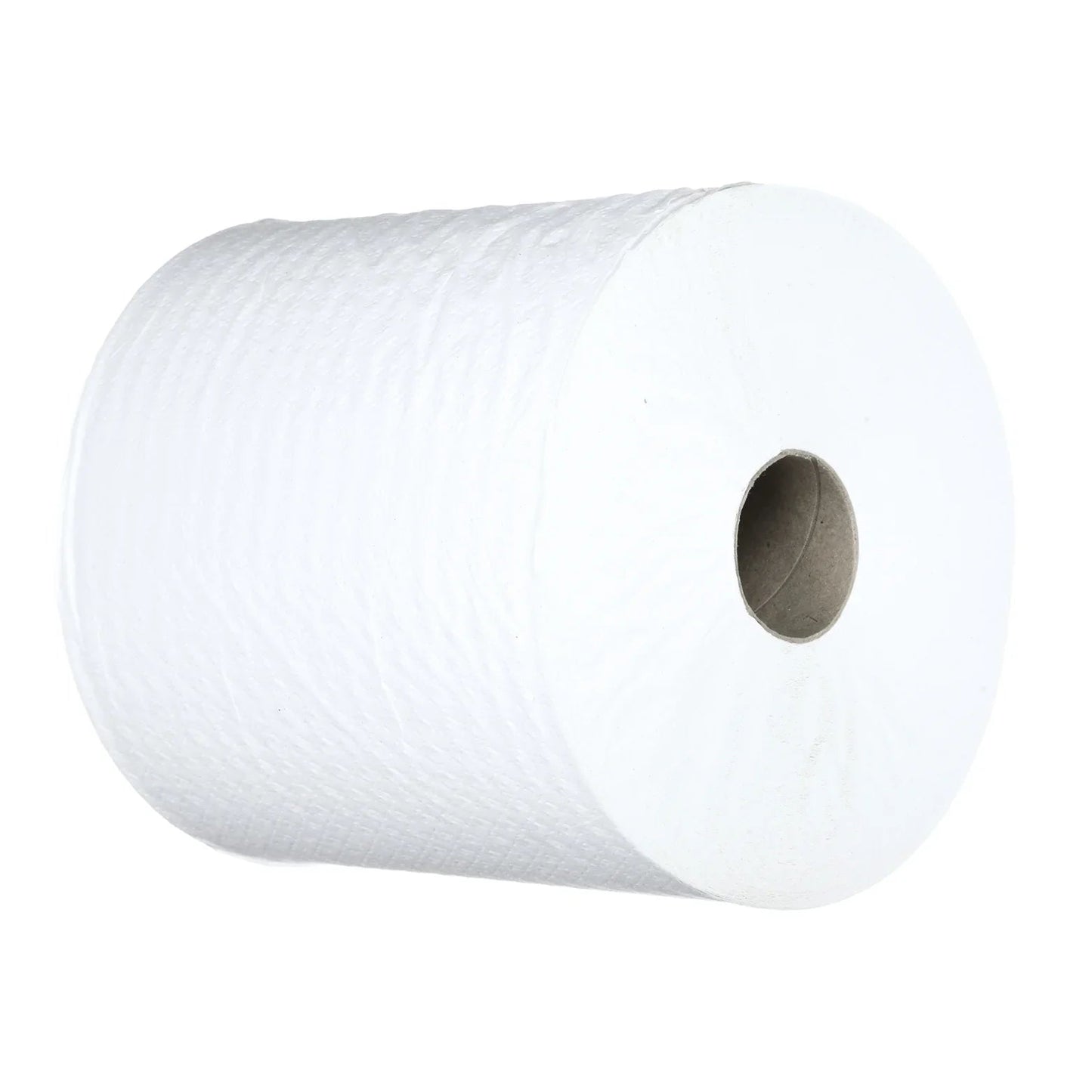 Large white paper towel roll for medical or home care use on white background