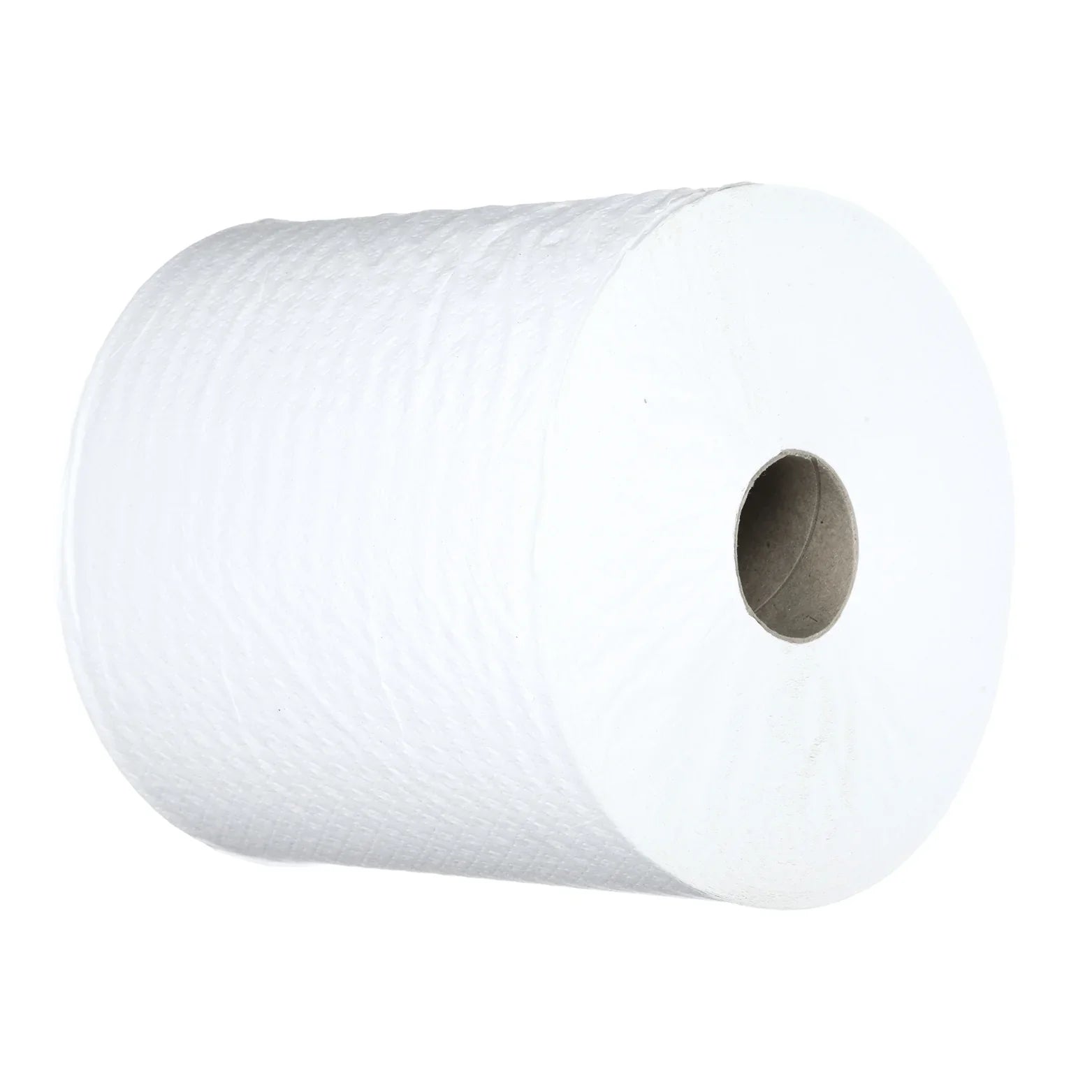 Large white paper towel roll for medical or home care use on white background