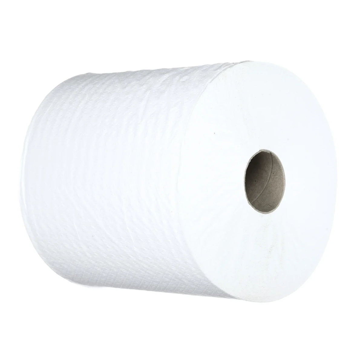 Large white paper towel roll for medical or home care use on white background