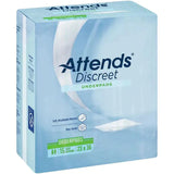 Attends Discreet underpads package, 15 count, 23x36 inch, for incontinence protection