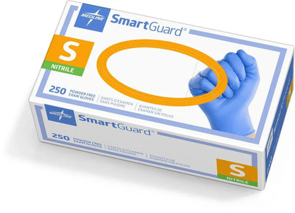 Box of Medline SmartGuard small size nitrile powder-free exam gloves, 250 count