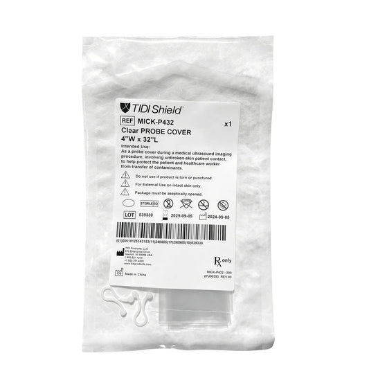 TIDI Shield clear probe cover medical packaging, sterile ultrasound probe cover 4x32 inch