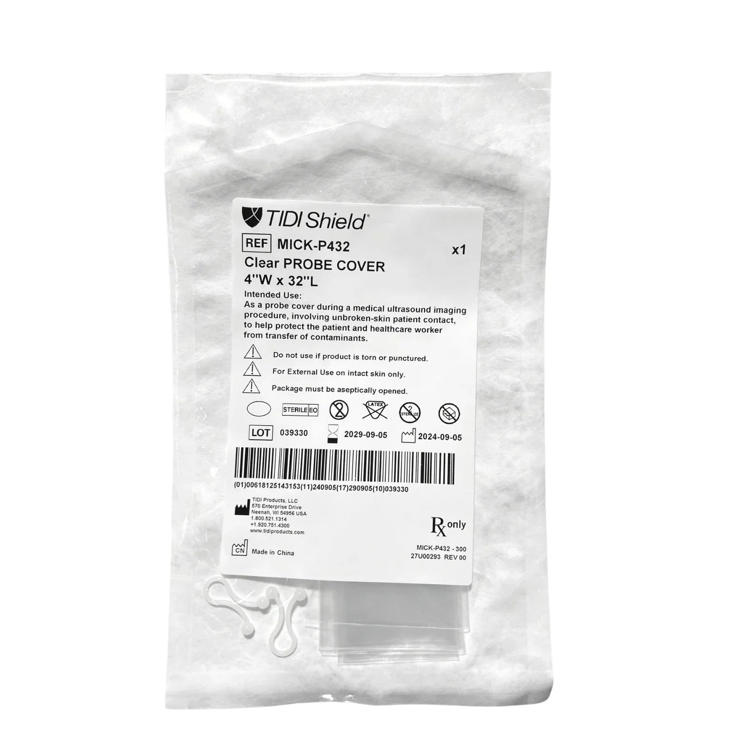 TIDI Shield clear probe cover sterile medical packaging 4 x 32 inch for ultrasound imaging