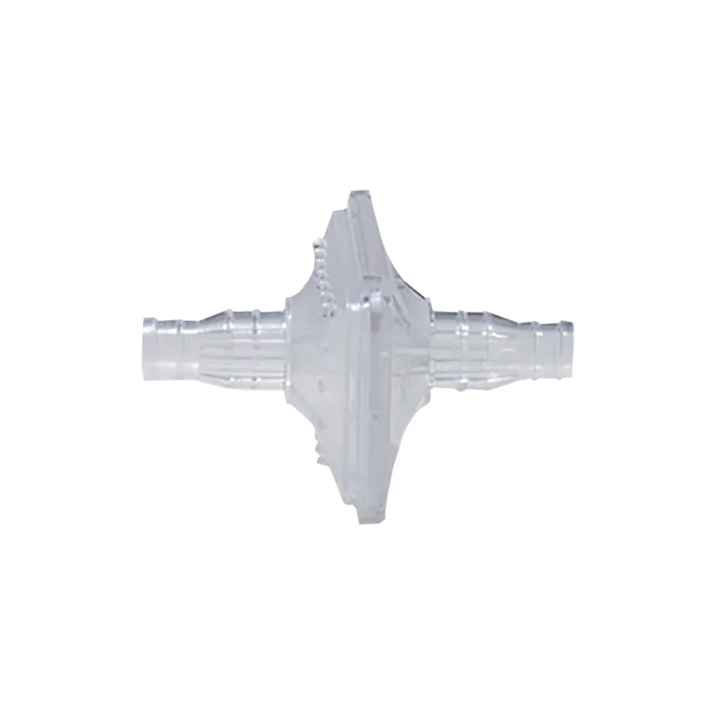 Clear plastic inline bacterial viral filter for respiratory medical equipment