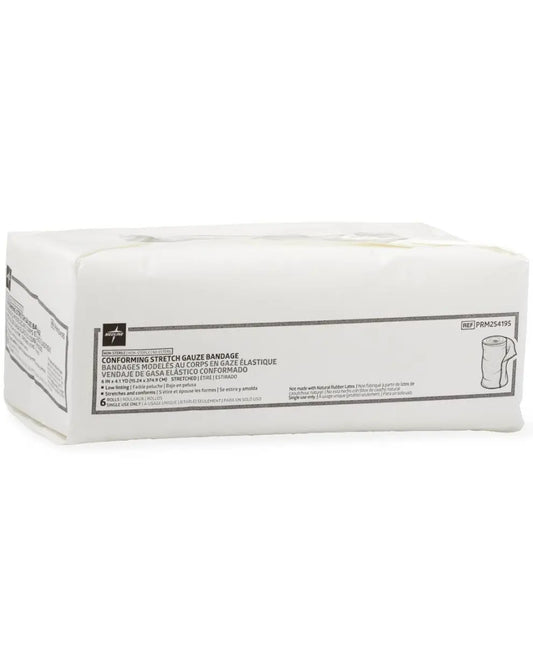 Pack of conforming stretch gauze bandages for medical wound care and dressing