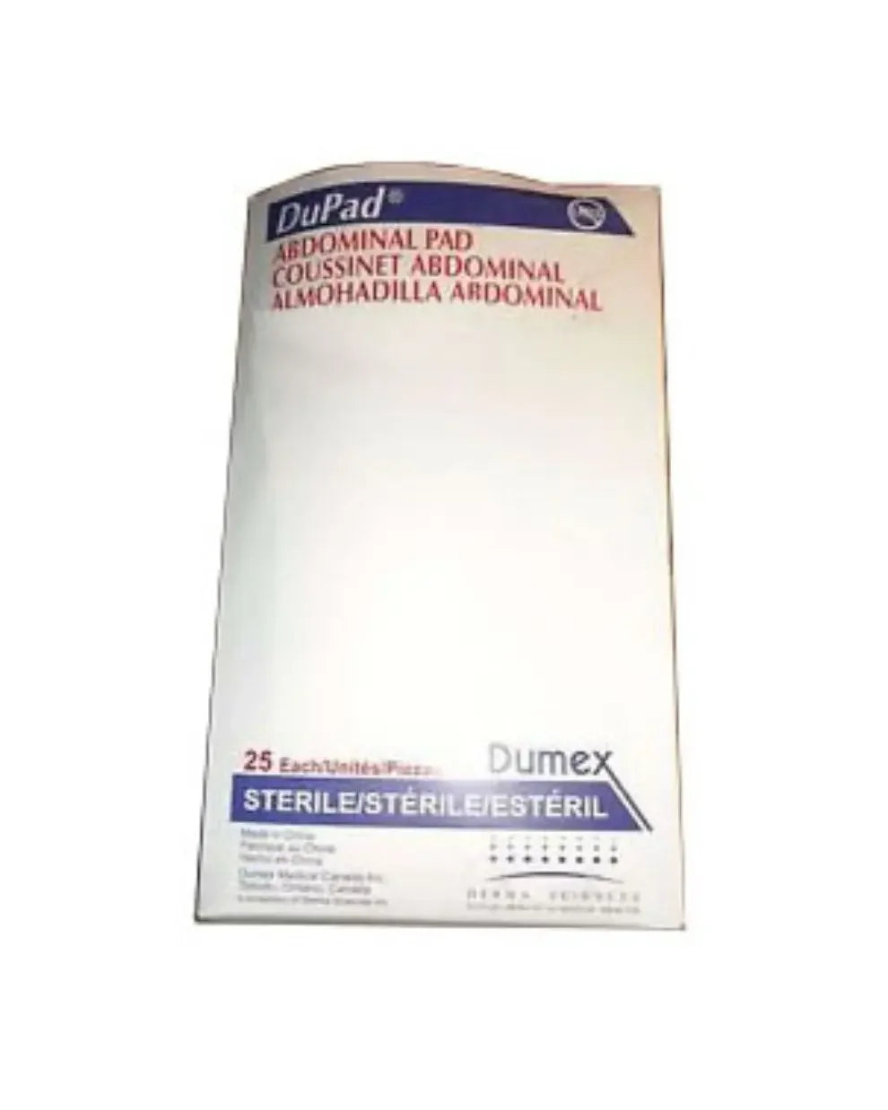 DuPad Dumex sterile abdominal pads box, 25 count medical wound dressing