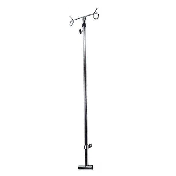 Adjustable stainless steel IV pole with two hooks for medical and home care use