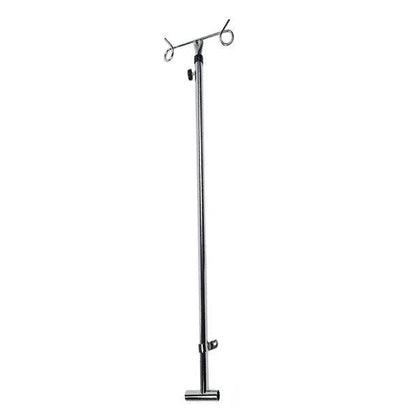 Adjustable stainless steel IV pole with two hooks for medical and home care use